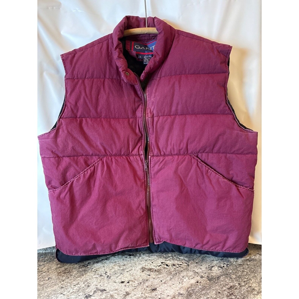 Vintage Gant Feather Down Chunky Maroon Mens Vest‎ Size L